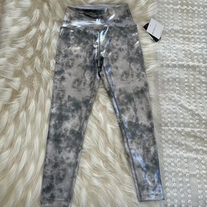 Metallic silver leggings